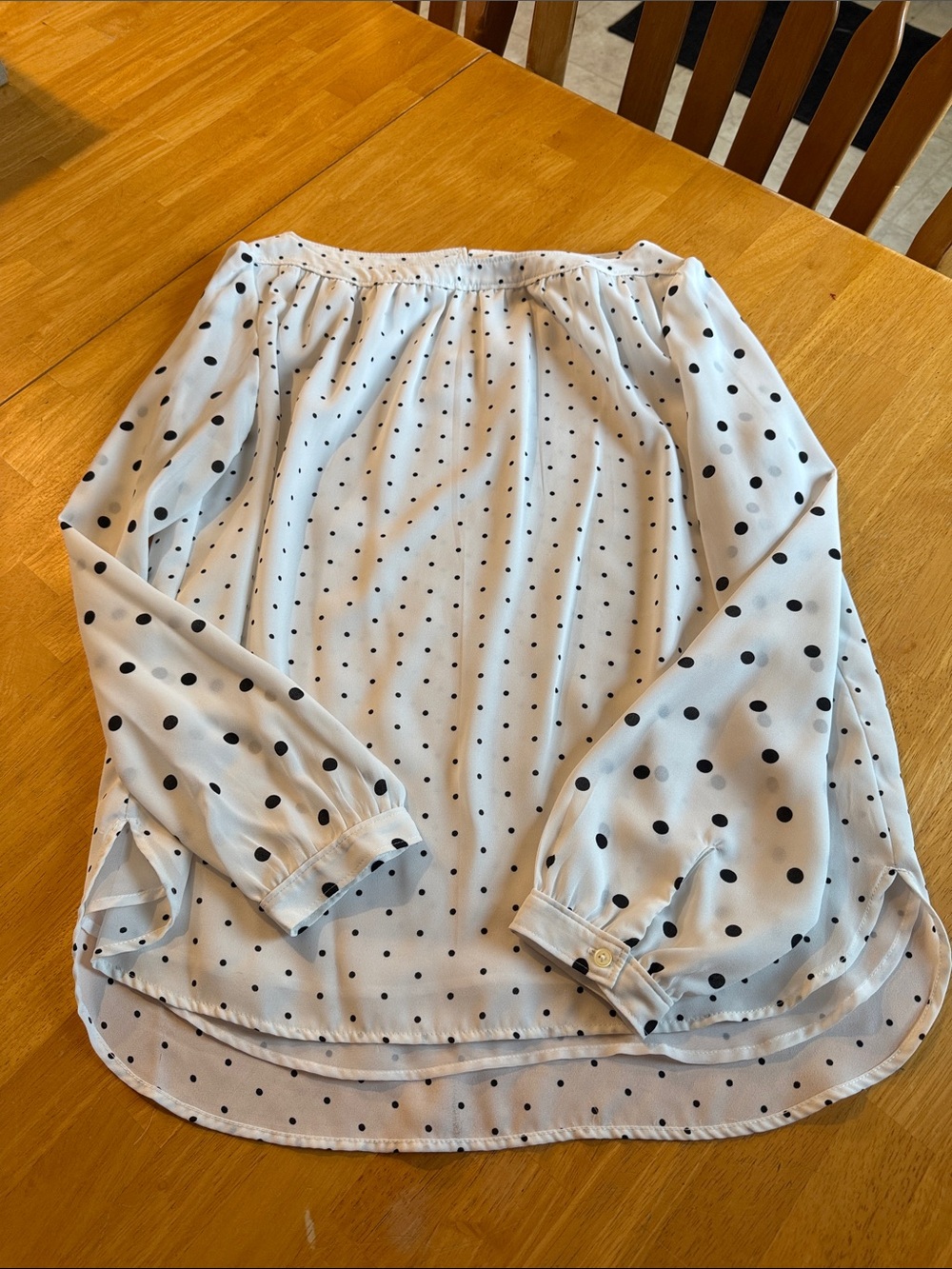 LOFT White Blouse with Black Polka Dots - Picture 2 of 3
